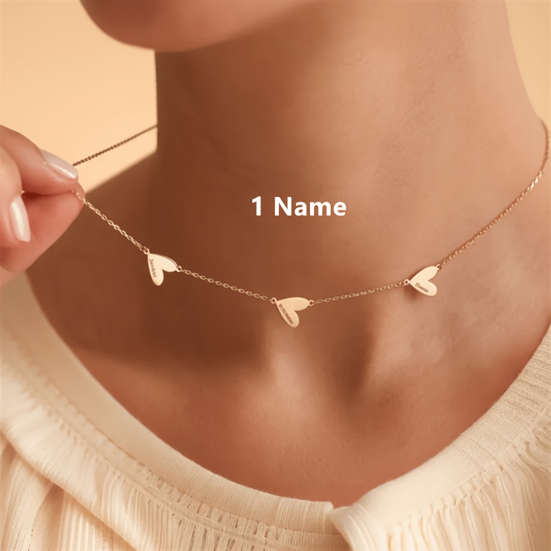 Personalized Heart-Shaped Name Necklace for Women, Customizable